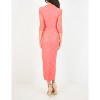 MELBA - Coral Long Sleeved Lace Dress