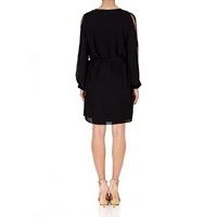 merit black shirt dress with embellished cut out sleeves