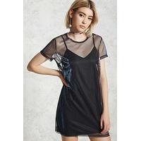 Metallic Mesh T-Shirt Dress