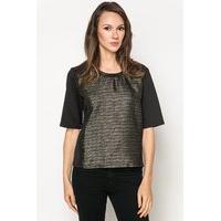 Metallic Knit Panel Top