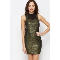 mesh insert metallic dress