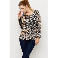 Mesh Back Animal Print Blouse