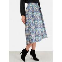 metallic jacquard pleated midi skirt