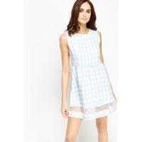 Mesh Insert Grid Skater Dress