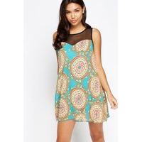 mesh insert sweetheart ornate dress