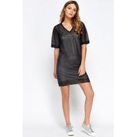 Mesh Overlay Mini Dress