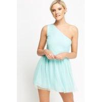 Mesh Overlay Glitter Dot Skater Dress