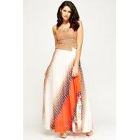 Metallic Contrast Printed Maxi Dress