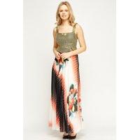 Metallic Contrast Printed Maxi Dress