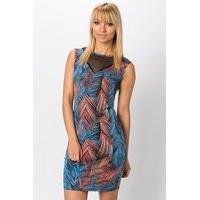 Mesh Insert Graphic Dress