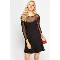 mesh insert swing black dress