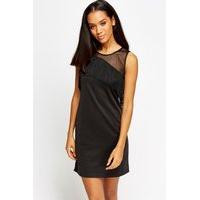 Mesh Insert Tassel Overlay Mini Dress