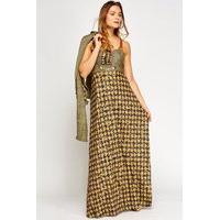 Metallic Contrast Printed Bolero Maxi Dress