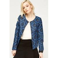 Metallic Insert Jacquard Cropped Blazer