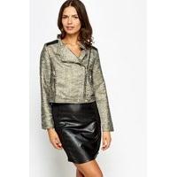 metallic stripe side zip jacket