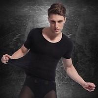 Men Short Sleeve Slimming Underwear Body Shaper Shirt Firm Tummy Belly Bust Shirt