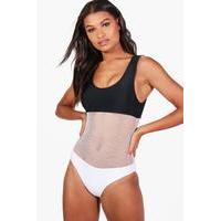 Mesh Contrast Swimsuit - black