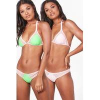 Mesh Insert REversible Triangle Bikini - lime