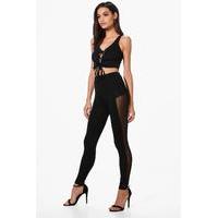 mesh insert leggings black