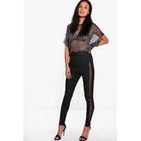 Mesh Side Coated Super Stretch Leggings - black