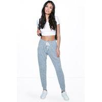 Melange Button Front Relaxed Joggers - grey