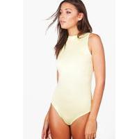 Megan High Neck Sleeveless Bodysuit - yellow