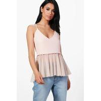 Mesh Peplum Top - blush