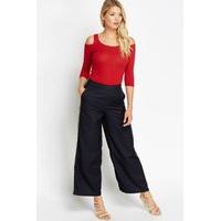 Metallic Trim Wide Leg Trousers