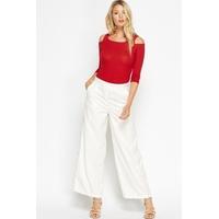 Metallic Trim Wide Leg Trousers