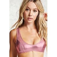 Metallic Scoop Neck Bikini Top