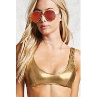 Metallic Scoop Neck Bikini Top