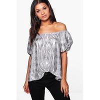 Metallic Zig Zag Top - silver