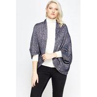 Metallic Batwing Open Front Cardigan