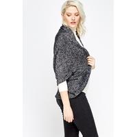 Metallic Batwing Open Front Cardigan