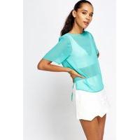 Mesh Dip Hem Top