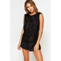 Mesh Overlay Sleeveless Top