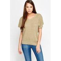 Metallic Knit Asymmetric Top