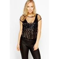 mesh insert black heart top