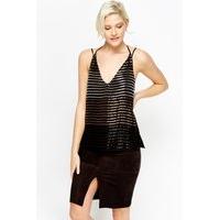 Metallic Embellished Cross Strap Cami