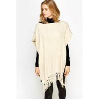 metallic knit tassel poncho