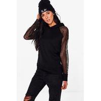 Mesh Sleeve Overhead Hoody - black