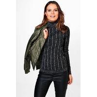 metallic rib knit jumper black