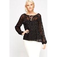 Mesh Overlay Black Blouse