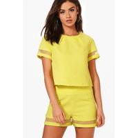 Mesh Insert Boxy Crop Top - lime