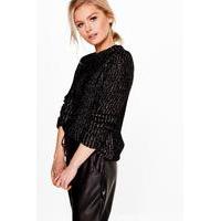 metallic soft knit jumper black