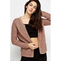 metallic ribbed burgundy cropped cardigan