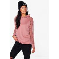 Mesh Sleeve Overhead Hoody - rose