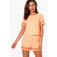 Mesh Insert Boxy Crop Top - orange