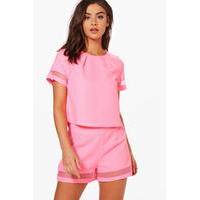 mesh insert boxy crop top pink