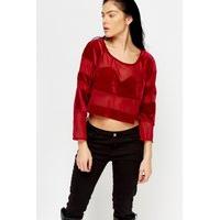 mesh contrast patch crop top